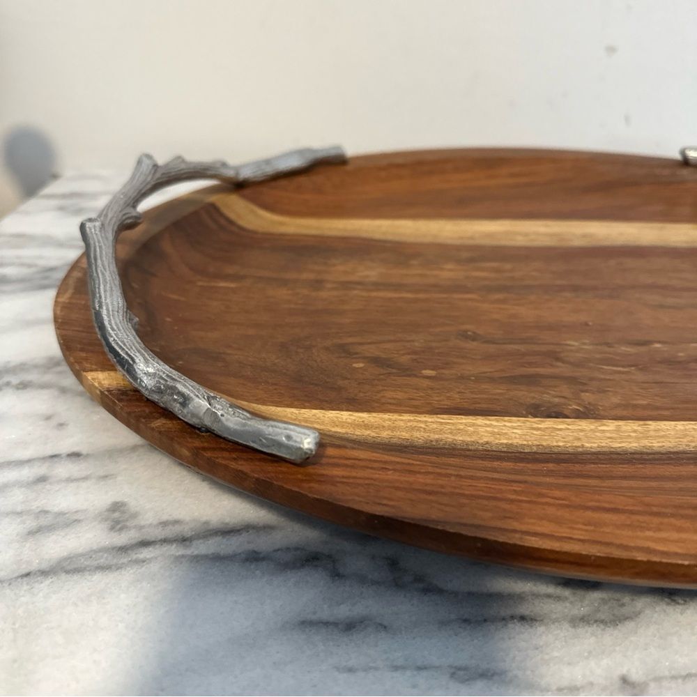 Martha Stewart Wooden Tray with Silver antler Handles - Picture 11 of 14